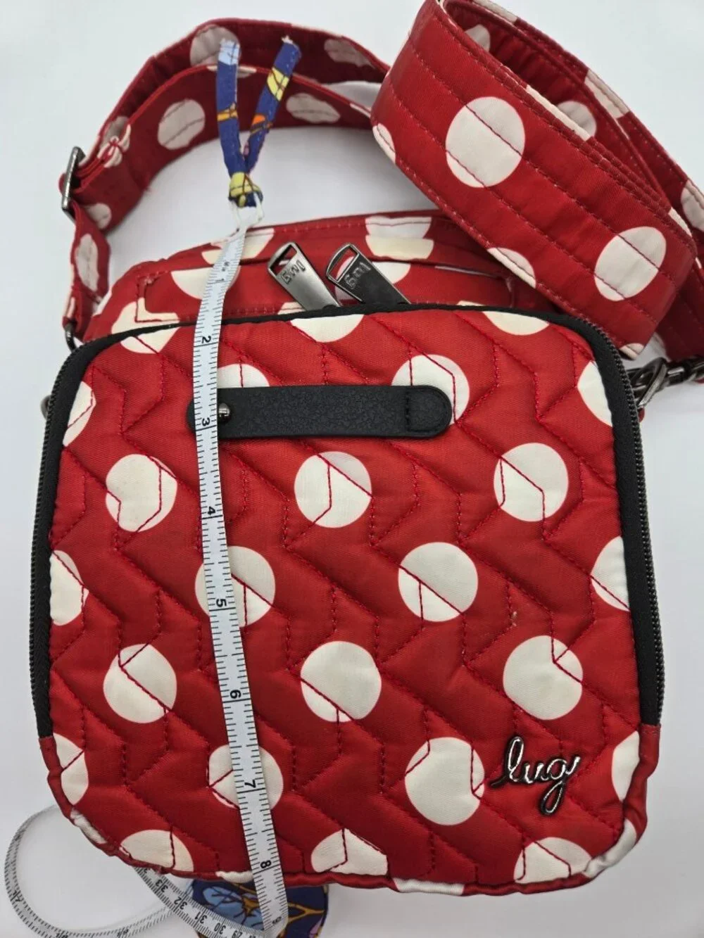 Lug Skeeter Red White Polka Dot Convertible Crossbody Organizer Travel Bag